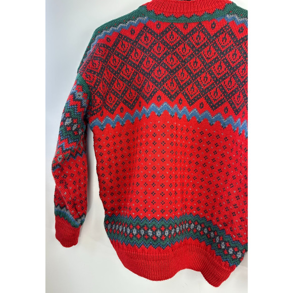 Dale Of Norway Pure Wool Lined Heavyweight Sweater Red Nordic Print Clasp Large - Picture 10 of 16